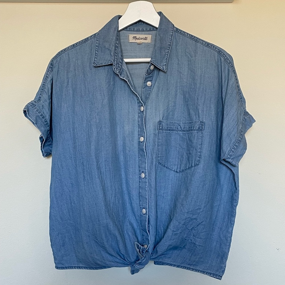 Madewell Denim Short-Sleeve Tie-Front Shirt - Picture 6 of 8